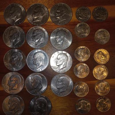 Ike and Susan B Anthony dollars.