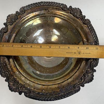 Silver Plated Copper Antique Pedestal Based Serving Bowl