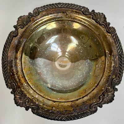 Silver Plated Copper Antique Pedestal Based Serving Bowl