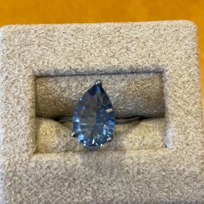 Light blue tear drop 925 ring