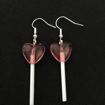 Lollipop, heart fashion, dangle earrings