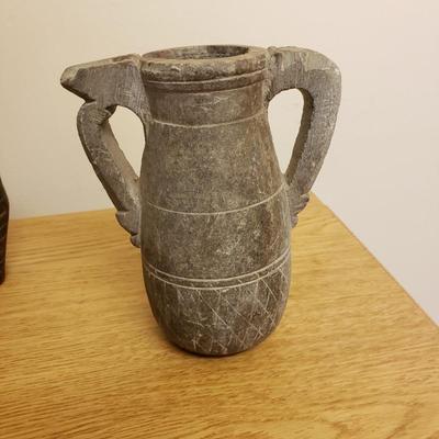 Carved Stone Camel & Pair of Pitchers (O-KD)