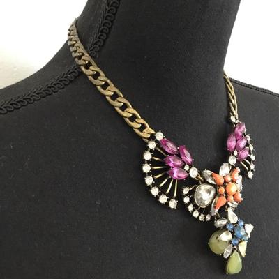 Vintage, jcrew, bronze, toned statement, necklace