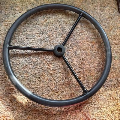 3 vintage car steering wheels