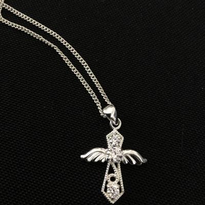Silver toned angel necklace
