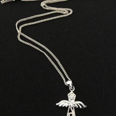 Silver toned angel necklace