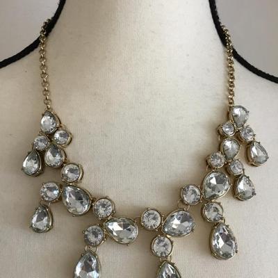 Gold, toned, rhinestone statement, necklace