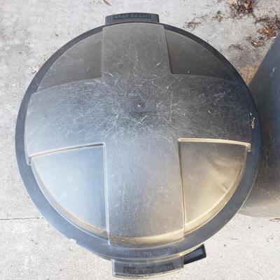 Two Black Garbage Cans-One with Wheels (LD-KD)