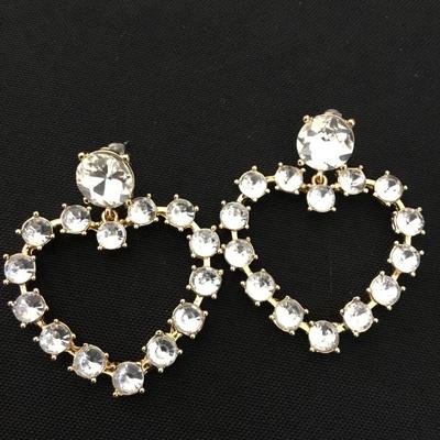 Rhinestone heart stud dangle earrings