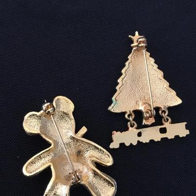 Vintage enameled Christmas brooches