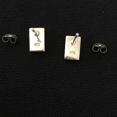 Shell inlay 925 silver stud earrings