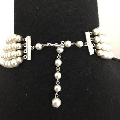 Vintage faux Multi layer, pearl necklace