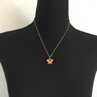 Vintage, rhinestone butterfly necklace