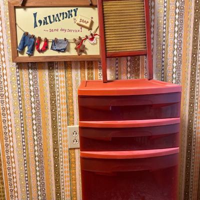 Rust color organizer, laundry room decor