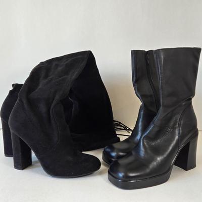 LOT 4A: Steve Madden Leather Boots Size 7.5 , Gently Worn & Knee High Boots Size 7, Unknown Brand
