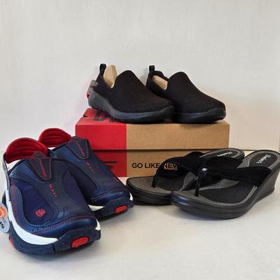 LOT 6A: Skechers Goga Max Size 7, Skechers Sport Size 7.5, & Skechers Heeled Sandals Size 7; All Never Worn