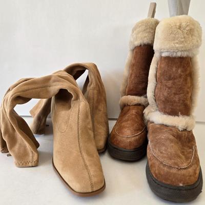LOT 15B: New Hudson Leather with Genuine Shearling Lining Boots Size 7 & Candies Boots Unknown Size