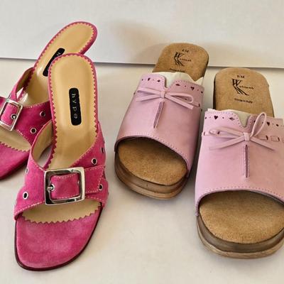 LOT 20B: New Hype Dress Sandals Size 7.5 & White Mt. Clogs Size 8