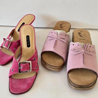 LOT 20B: New Hype Dress Sandals Size 7.5 & White Mt. Clogs Size 8