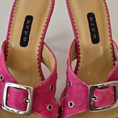 LOT 20B: New Hype Dress Sandals Size 7.5 & White Mt. Clogs Size 8