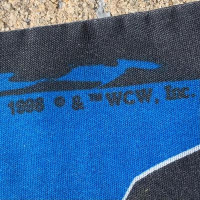 LOT 27 B: Northwest Co. WWF The Rock & Stone Cold Steve Austin Woven Throw Blankets w/ 1998 WCW Pillowcase & Goldberg Throw Pillow