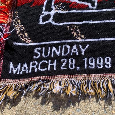 LOT 27 B: Northwest Co. WWF The Rock & Stone Cold Steve Austin Woven Throw Blankets w/ 1998 WCW Pillowcase & Goldberg Throw Pillow