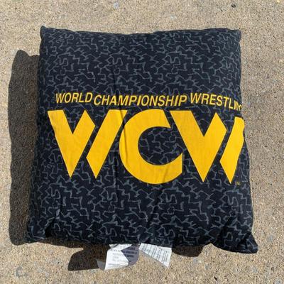 LOT 27 B: Northwest Co. WWF The Rock & Stone Cold Steve Austin Woven Throw Blankets w/ 1998 WCW Pillowcase & Goldberg Throw Pillow