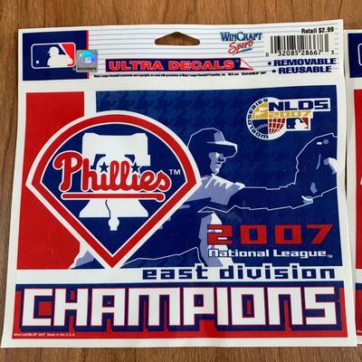 LOT 35 A: MLB Philadelphia Phillies Collection; Towels, Shirts, Stickers, & Magnet