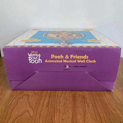 LOT 36 A: NIP Disney's Winnie The Pooh; Pooh & Friends Animated Musical Wall Clock w/ Remote Controller