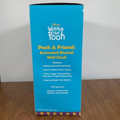 LOT 36 A: NIP Disney's Winnie The Pooh; Pooh & Friends Animated Musical Wall Clock w/ Remote Controller