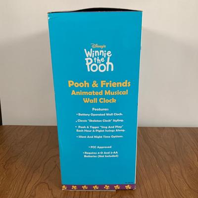 LOT 36 A: NIP Disney's Winnie The Pooh; Pooh & Friends Animated Musical Wall Clock w/ Remote Controller