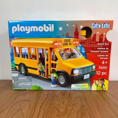 LOT 39 A: NIP Playmobil City Life School Bus, Excite Kids Stuff Pirate Playset, & Baby Dolls Playset