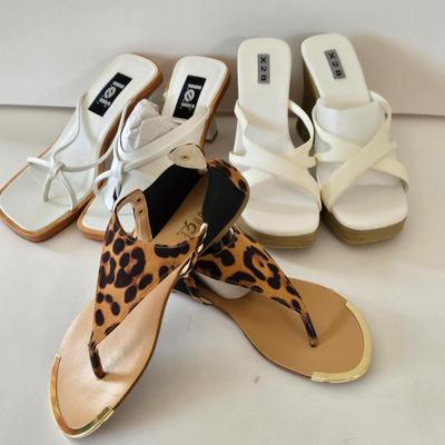 LOT 43B: l.e.i. Dress Sandals Size 7.5, X2B Sandals Size 7, & Rouge Helium Flat Sandals Size 7