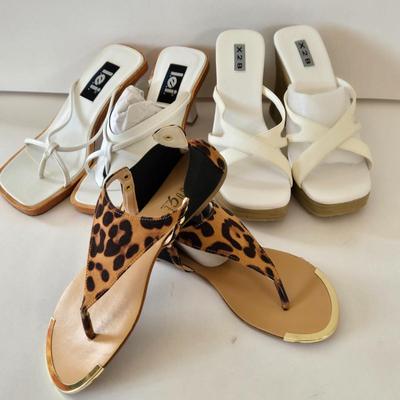 LOT 43B: l.e.i. Dress Sandals Size 7.5, X2B Sandals Size 7, & Rouge Helium Flat Sandals Size 7