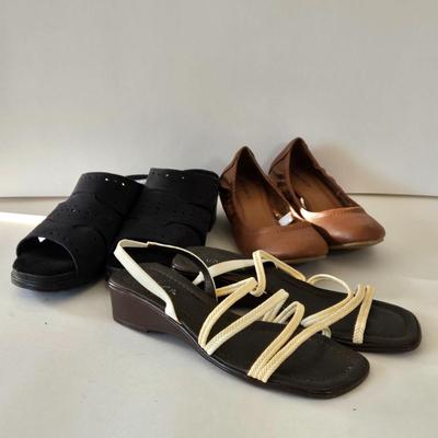 LOT 44B: New White Mt. Clogs Size 8, New Mossimo Supply Co. Flats Size 7.5, & Gently Worn Unisa Sandals Size 7