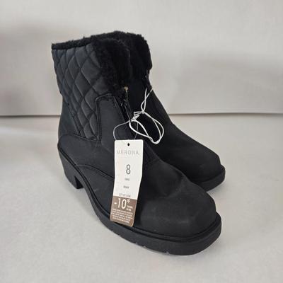LOT 50B: Gently Worn Merona Snow Boots Size 8 & New Merona Snow Boots Size 8