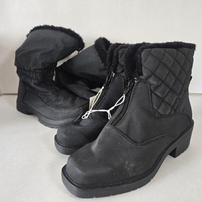 LOT 50B: Gently Worn Merona Snow Boots Size 8 & New Merona Snow Boots Size 8