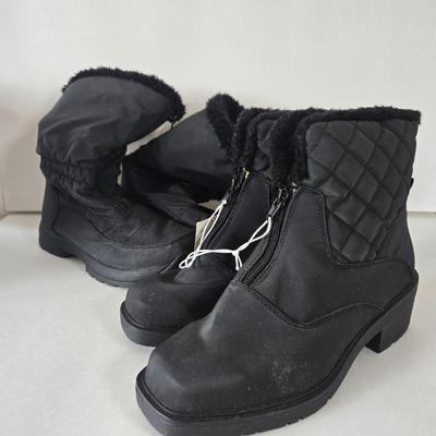 LOT 50B: Gently Worn Merona Snow Boots Size 8 & New Merona Snow Boots Size 8