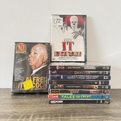 LOT 70B: NIP Horror / Thriller DVDs: Stephen King's IT, Alfred Hitchcock Collection, Little Shop of Horrors, Dracula & More