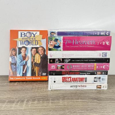 LOT 75B: NIP TV Show DVD Box Sets: Boy Meets World, 7th Heaven, Fame, Beverly Hills 90210, Grey's Anatomy, Army Wives &...