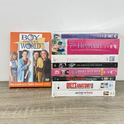 LOT 75B: NIP TV Show DVD Box Sets: Boy Meets World, 7th Heaven, Fame, Beverly Hills 90210, Grey's Anatomy, Army Wives &...