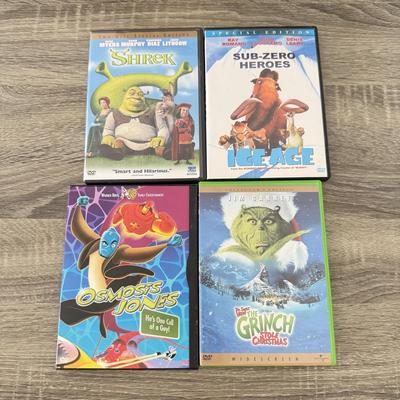 LOT 79A: Kids' DVDs & VHS Tapes: Shrek, Who Framed Roger Rabbit?, Osmosis Jones, Alvin and the Chipmunks, Land Before Time &...