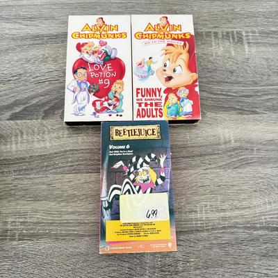 LOT 79A: Kids' DVDs & VHS Tapes: Shrek, Who Framed Roger Rabbit?, Osmosis Jones, Alvin and the Chipmunks, Land Before Time &...