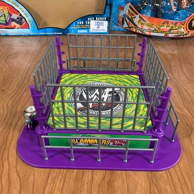 LOT 83 A: Jakks Pacific WWF Collection; Slammers Action Ring, NIP Final Count Series 1 Twist Of Fate, & More