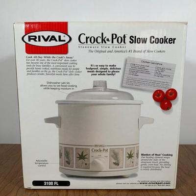 LOT 97 A: NIP Aroma Rice Cooker Food Steamer & Warmer & Rival 3 1/2 Quart Crock Pot Stoneware Slow Cooker