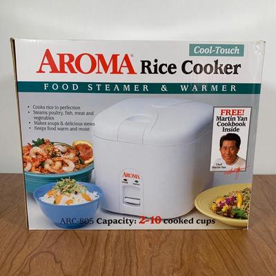 LOT 97 A: NIP Aroma Rice Cooker Food Steamer & Warmer & Rival 3 1/2 Quart Crock Pot Stoneware Slow Cooker