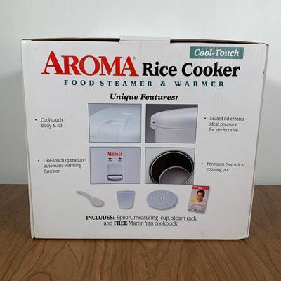 LOT 97 A: NIP Aroma Rice Cooker Food Steamer & Warmer & Rival 3 1/2 Quart Crock Pot Stoneware Slow Cooker