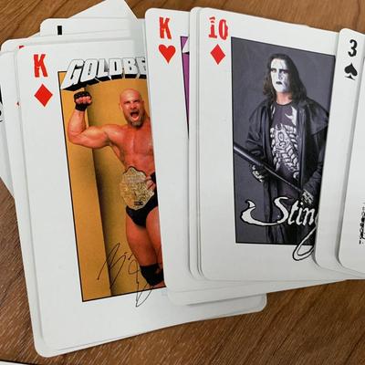 LOT 100 A: 1998 NWO WCW C-Pen, 1999 Collectible Playing Cards, & Miniature Figurines