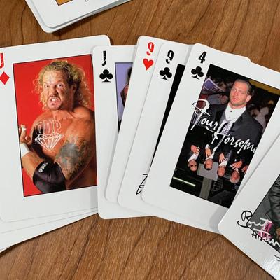 LOT 100 A: 1998 NWO WCW C-Pen, 1999 Collectible Playing Cards, & Miniature Figurines