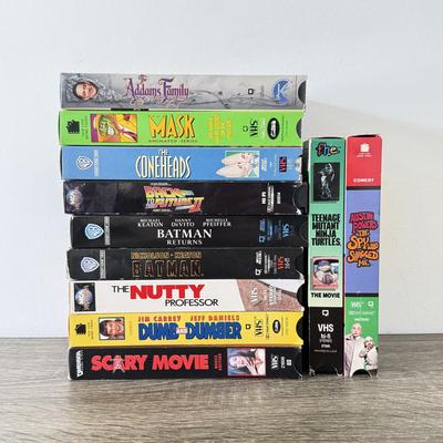 LOT 101B: VHS Tapes: Back to the Future II, Coneheads, The Addams Family, Austin Powers, Keaton Batman & Batman Returns, Teenage...